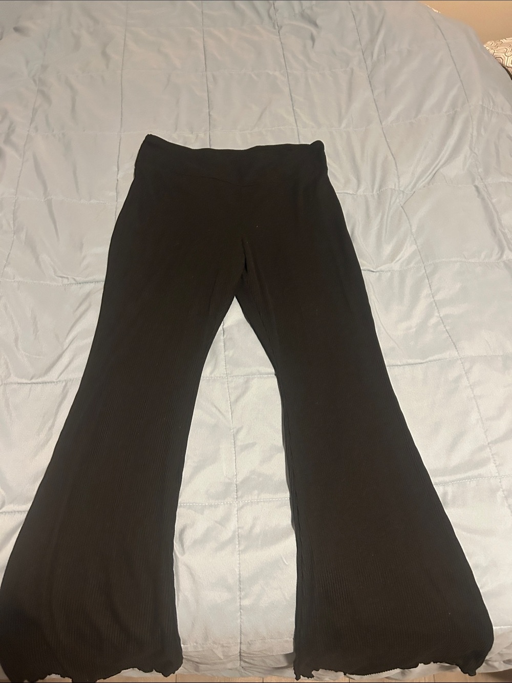 No Boundaries Black Ribbed Flare Leggings for Kids